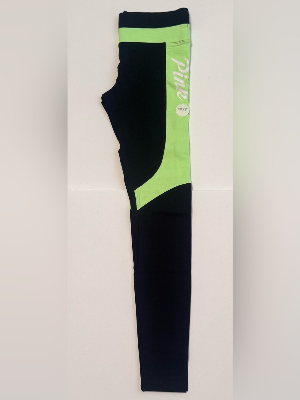 PINK Victoria's Secret Black Yoga Leggings with Lime Accents Size Extra Small XS